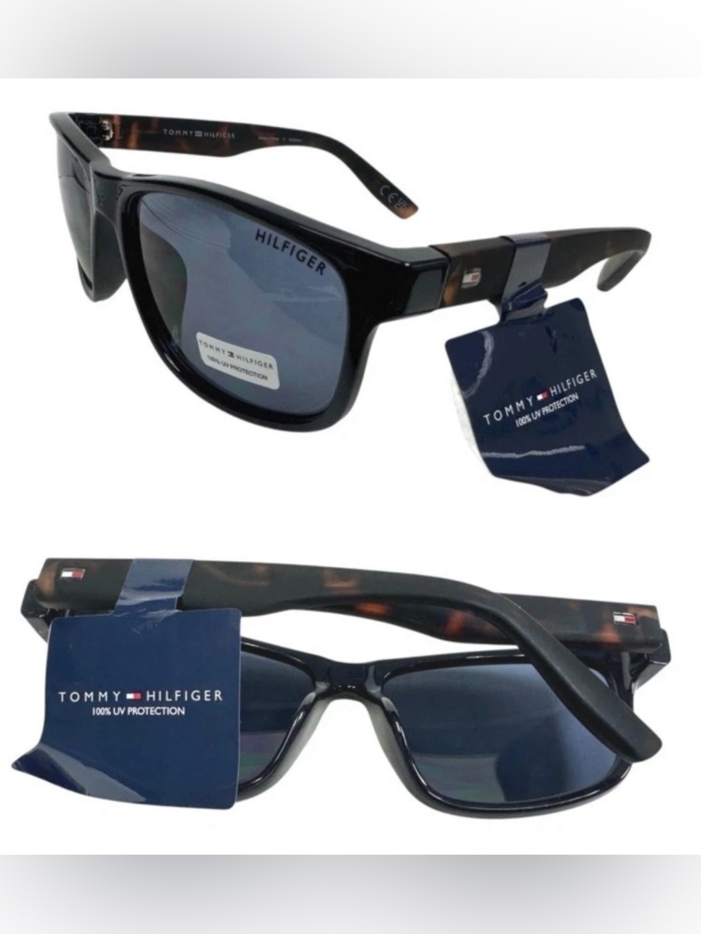 Tommy Hilfiger Luis MP OM347 Rectangular Sunglasses Navy Blue Dark Tortoise Gray